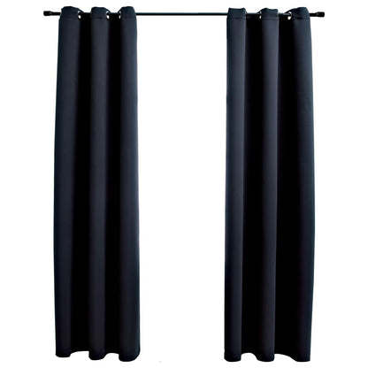 vidaXL Curtains 2 Pcs Roller Blackout Curtains Window Blinds with Rings Fabric