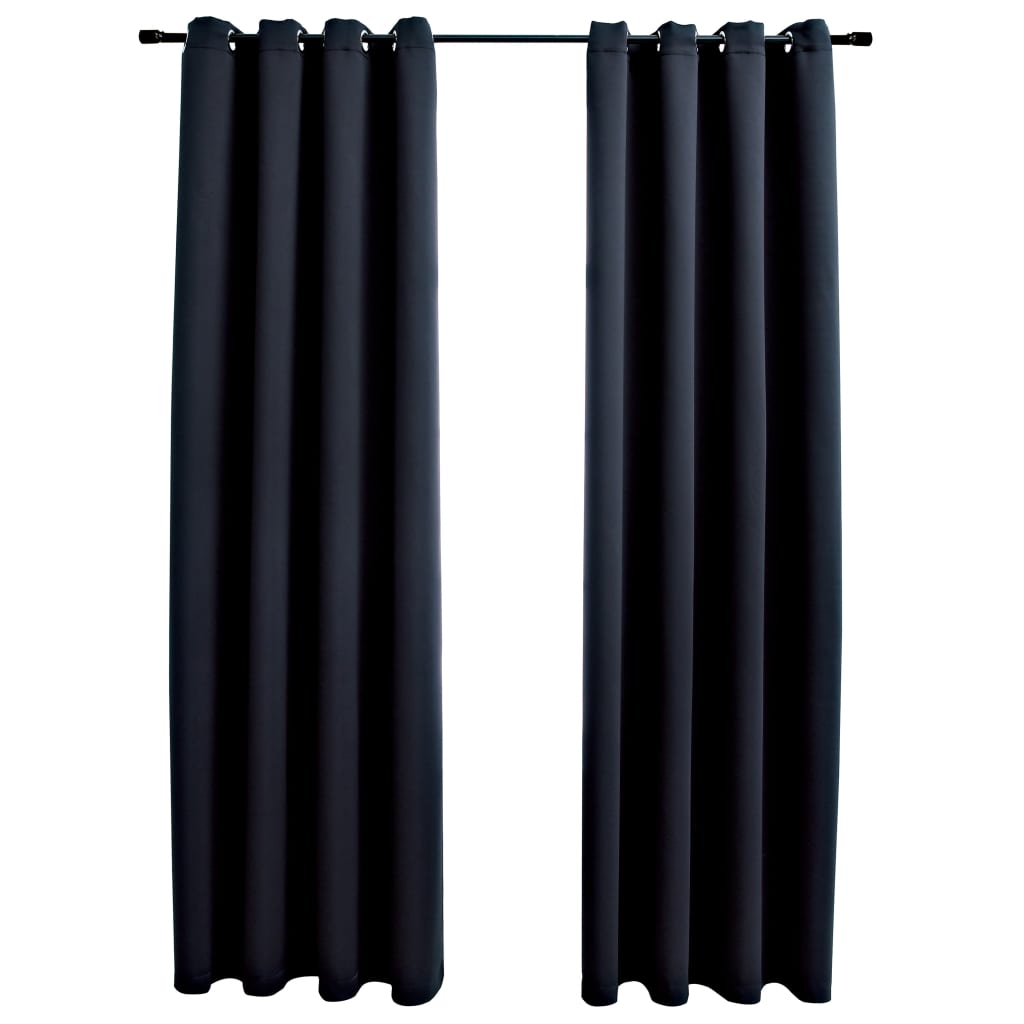 vidaXL Curtains 2 Pcs Roller Blackout Curtains Window Blinds with Rings Fabric
