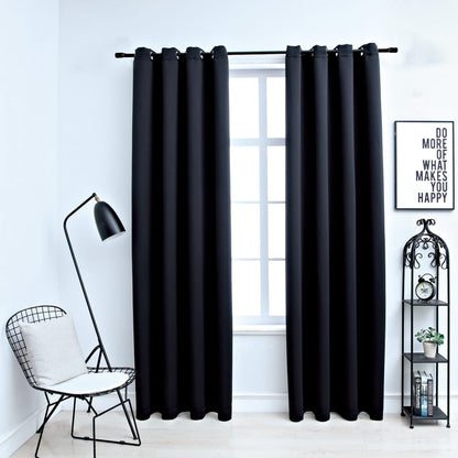 vidaXL Curtains 2 Pcs Roller Blackout Curtains Window Blinds with Rings Fabric