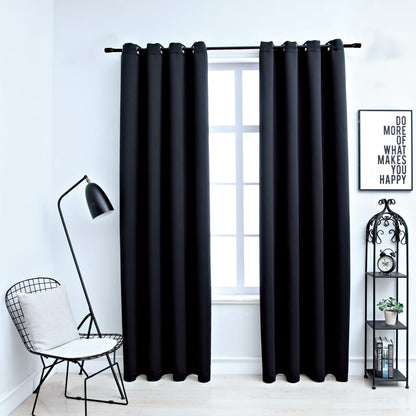 vidaXL Curtains 2 Pcs Roller Blackout Curtains Window Blinds with Rings Fabric
