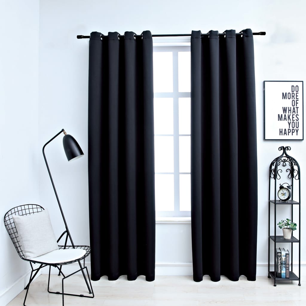vidaXL Curtains 2 Pcs Roller Blackout Curtains Window Blinds with Rings Fabric-18