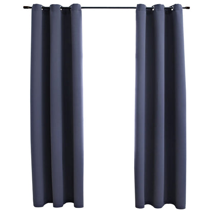 vidaXL Curtains 2 Pcs Roller Blackout Curtains Window Blinds with Rings Fabric-5