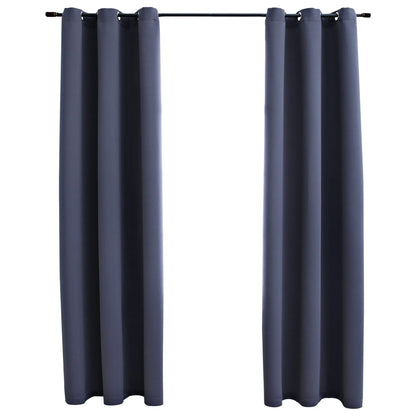 vidaXL Curtains 2 Pcs Roller Blackout Curtains Window Blinds with Rings Fabric-0
