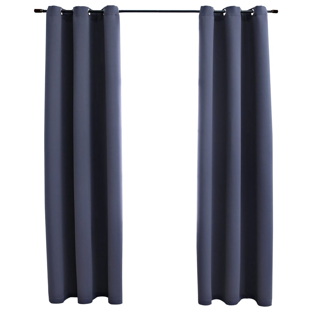 vidaXL Curtains 2 Pcs Roller Blackout Curtains Window Blinds with Rings Fabric-29