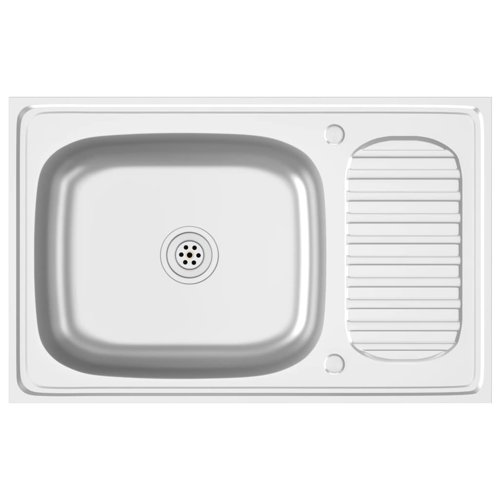 vidaXL Kitchen Sink Undermount Sink with Strainer Stainless Steel Sink Silver-4