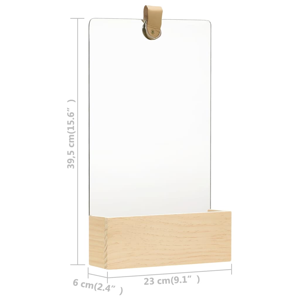 vidaXL Hanging Mirror Wall Mirror with Storage Bathroom Mirror Solid Pinewood-2