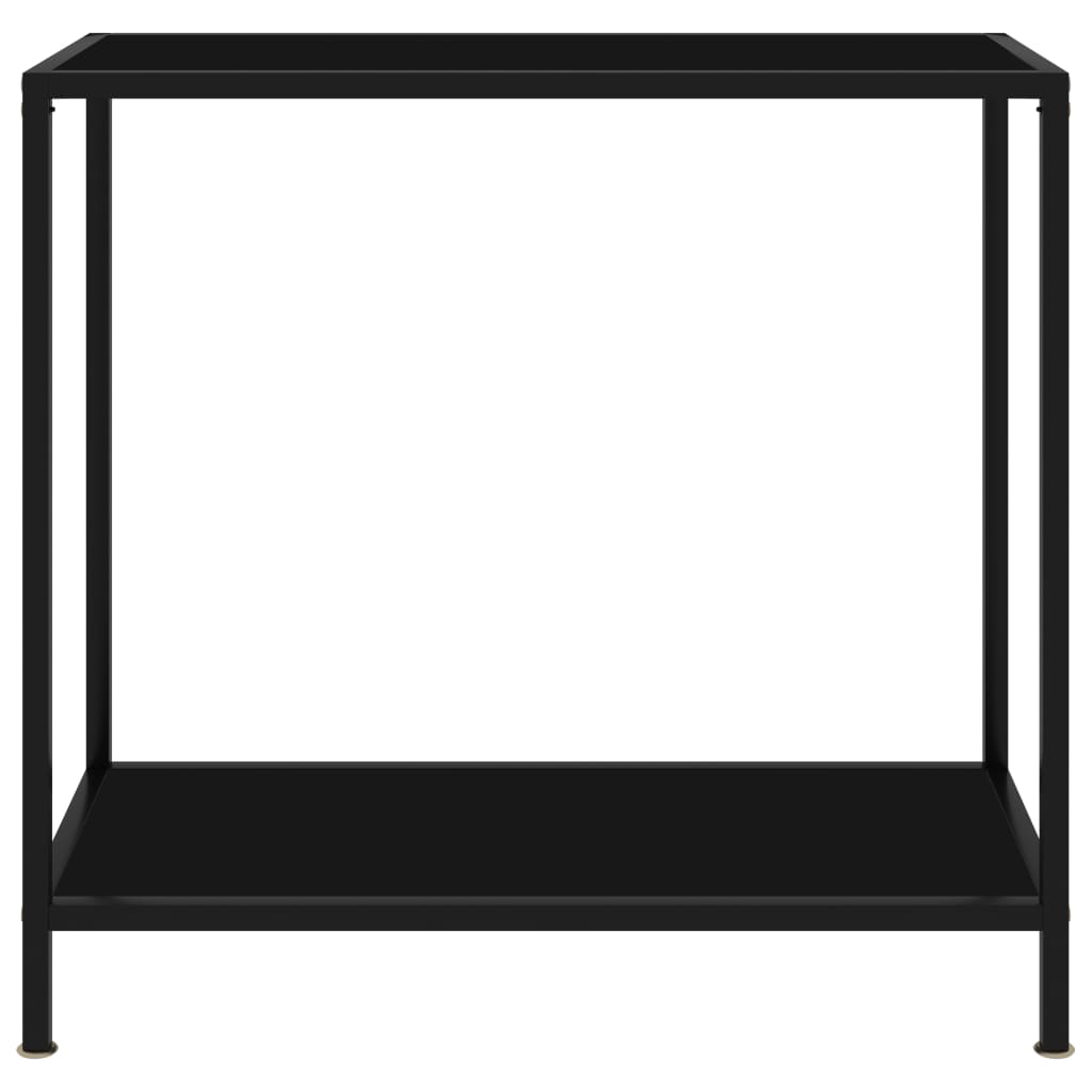 vidaXL Console Table Black 31.5"x13.8"x29.5" Tempered Glass-0