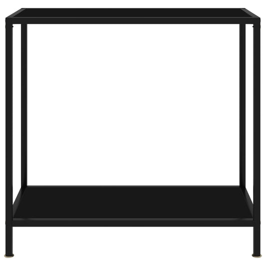 vidaXL Console Table Black 31.5"x13.8"x29.5" Tempered Glass-0