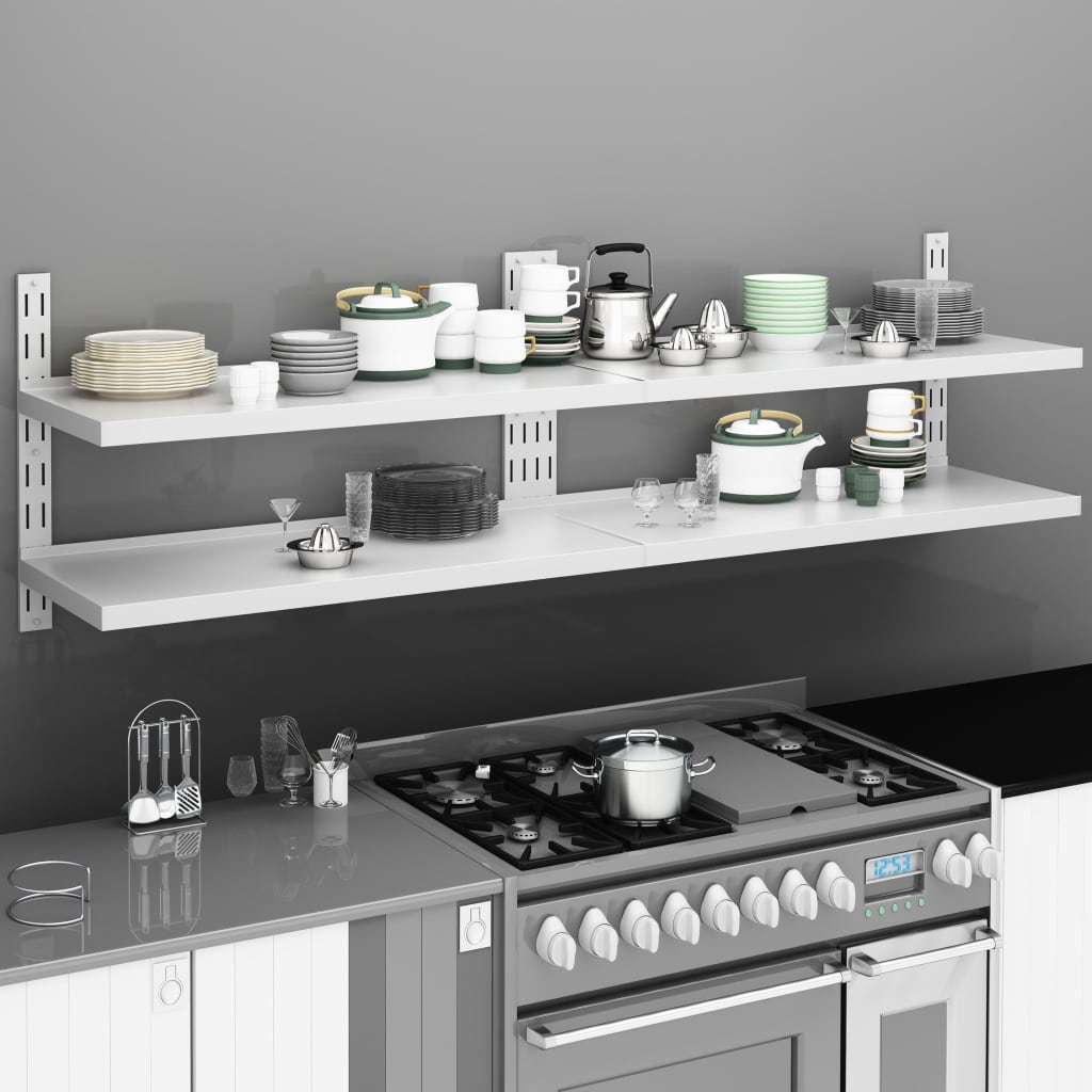 vidaXL Wall Shelf Floating Wall Mounted Display Shelf for DVD Stainless Steel-7