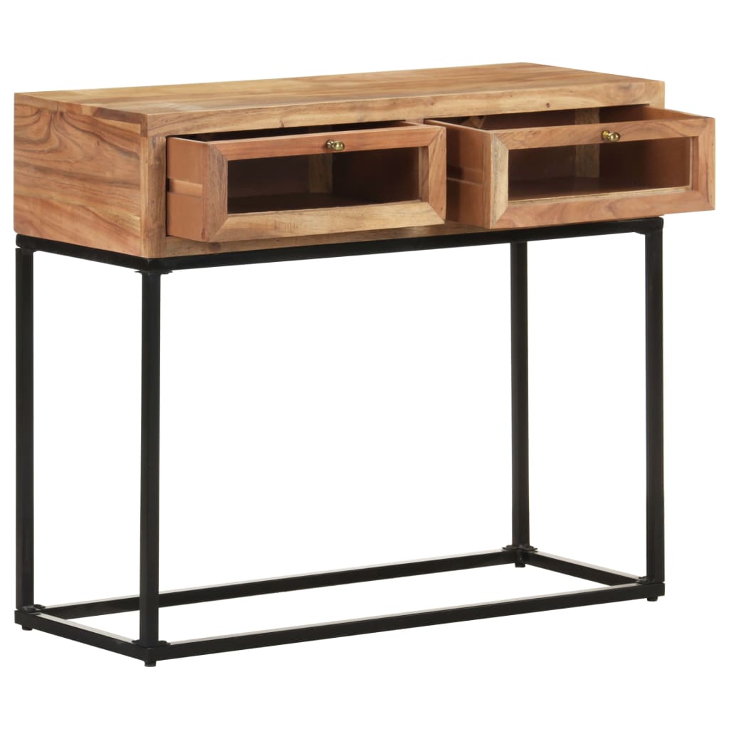 vidaXL Console Table 35.4"x13.8"x29.9" Solid Acacia Wood-4