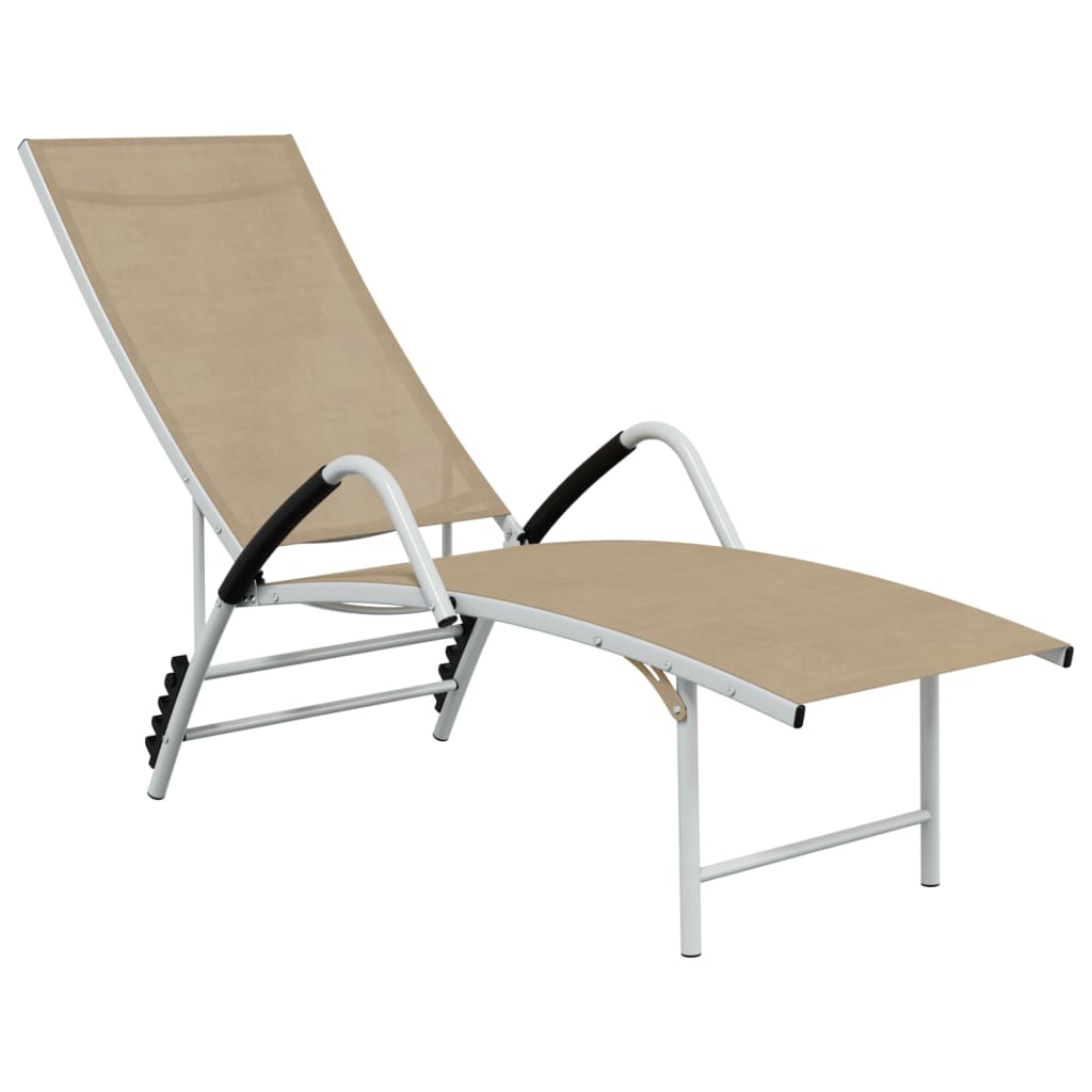 vidaXL Patio Lounge Chair Outdoor Sunbed Sunlounger Textilene and Aluminum-1
