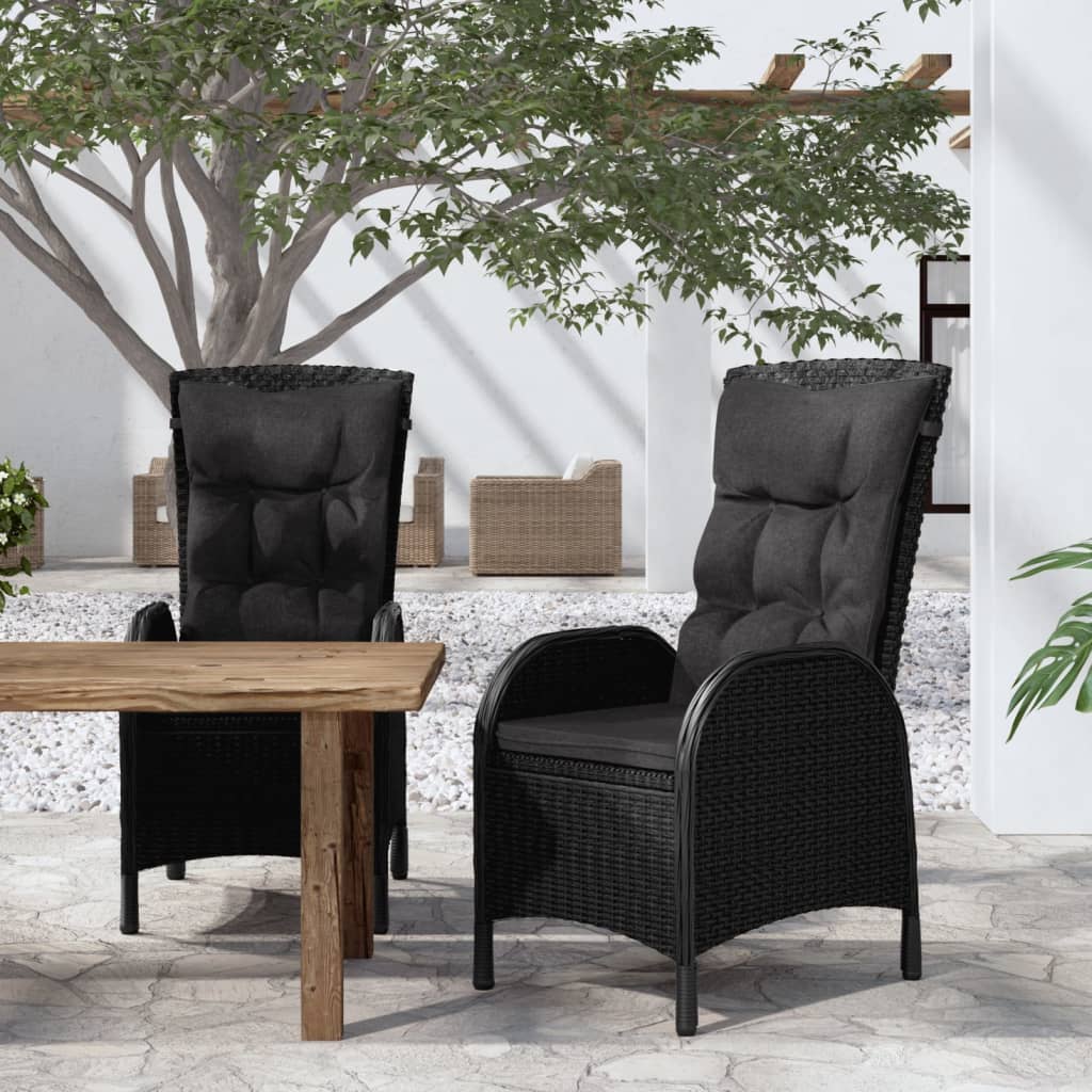 vidaXL Chair 2 Pcs Reclining Patio Dining Chair with Cushions Poly Rattan-0