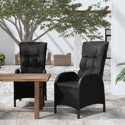 vidaXL Chair 2 Pcs Reclining Patio Dining Chair with Cushions Poly Rattan-0