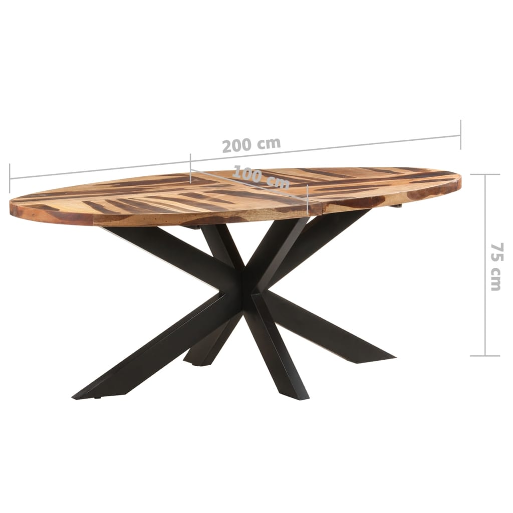 vidaXL Dining Table Oval 78.7"x39.4"x29.5" Acacia Wood with Sheesham Finish-4
