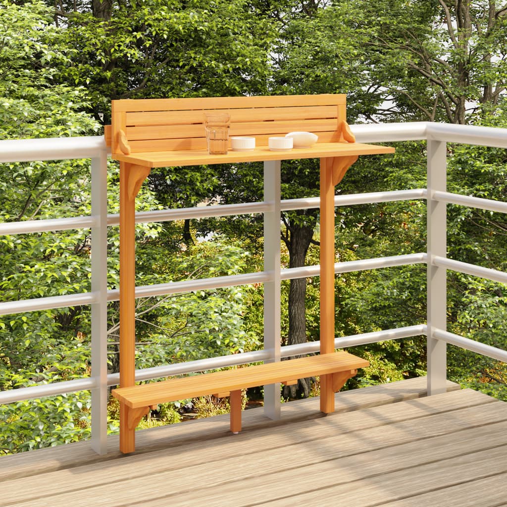 vidaXL Balcony Bar Table 35.4"x14.6"x48.2" Solid Acacia Wood-1