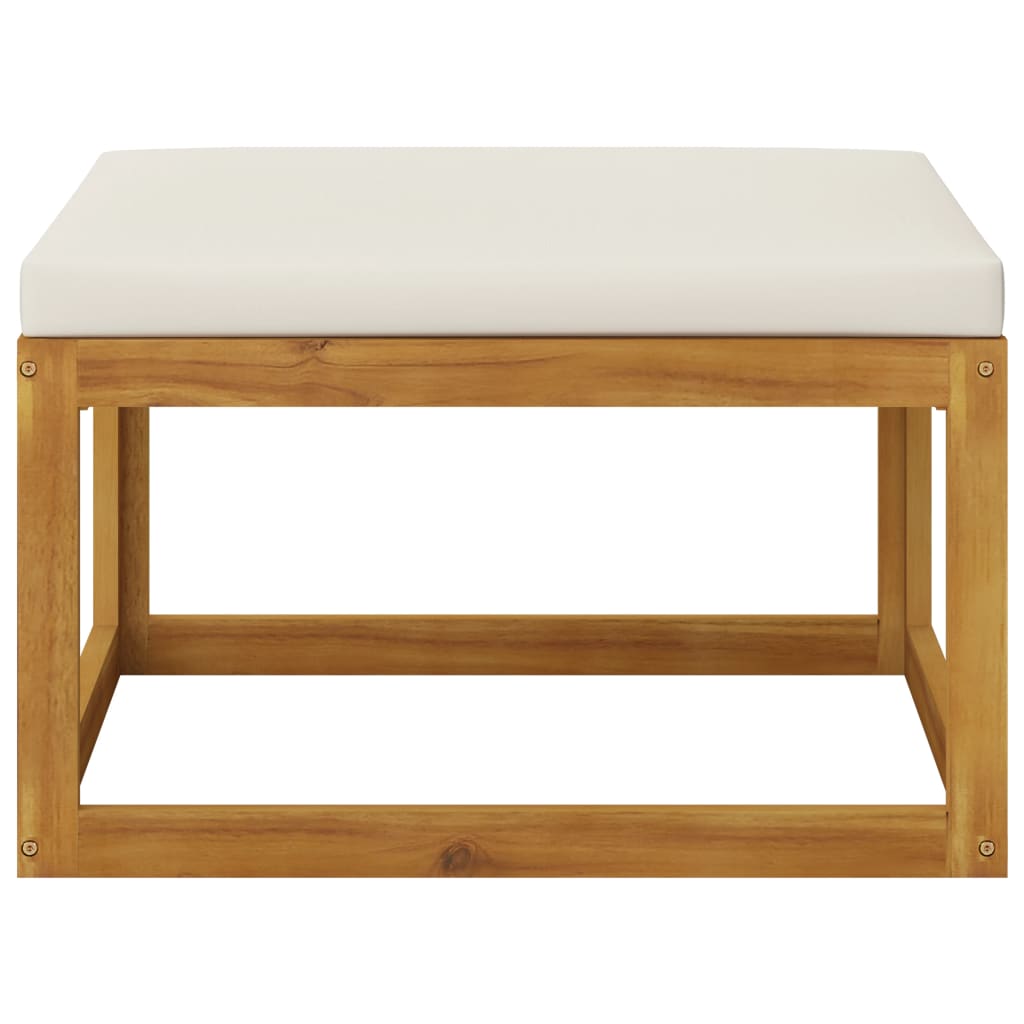 vidaXL Footrest with Cream White Cushion Solid Acacia Wood-1