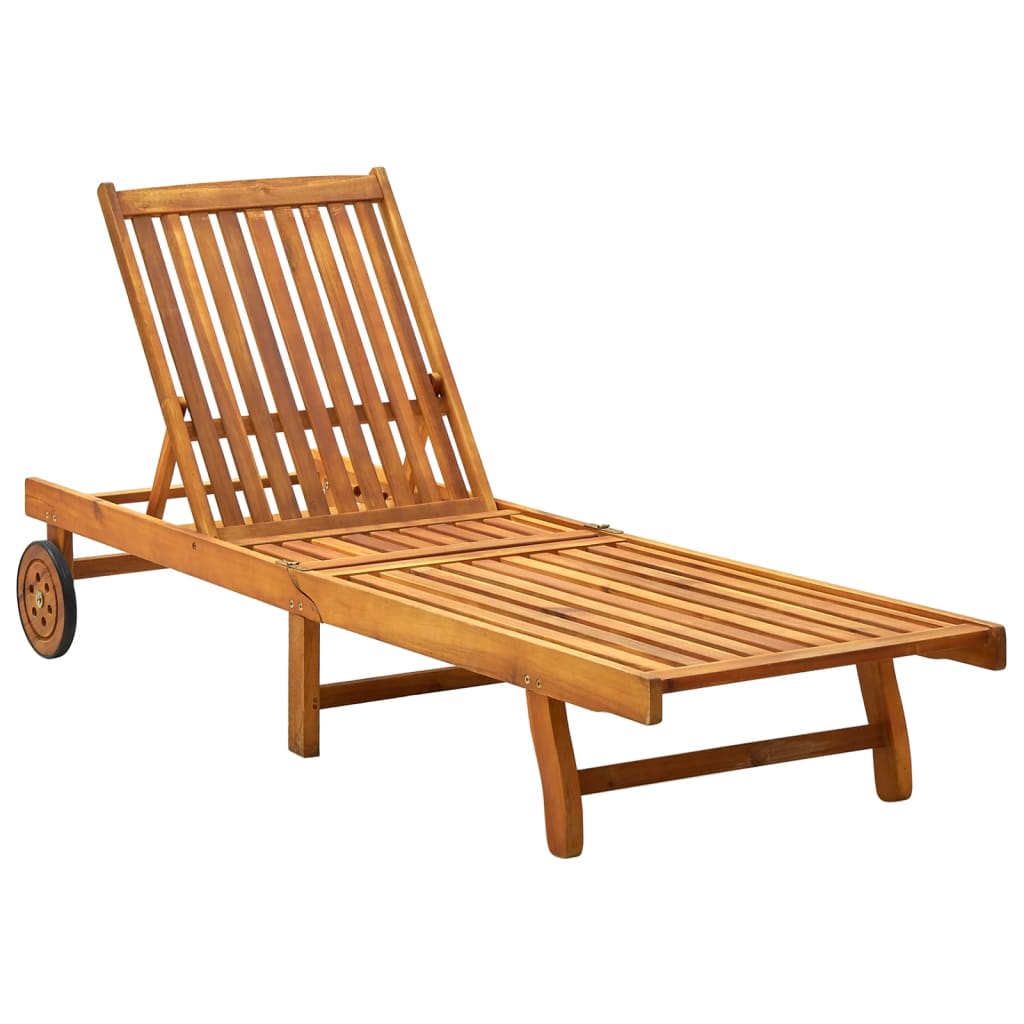 vidaXL Patio Lounge Chair Outdoor Sunbed Poolside Sunlounger Solid Wood Acacia-0