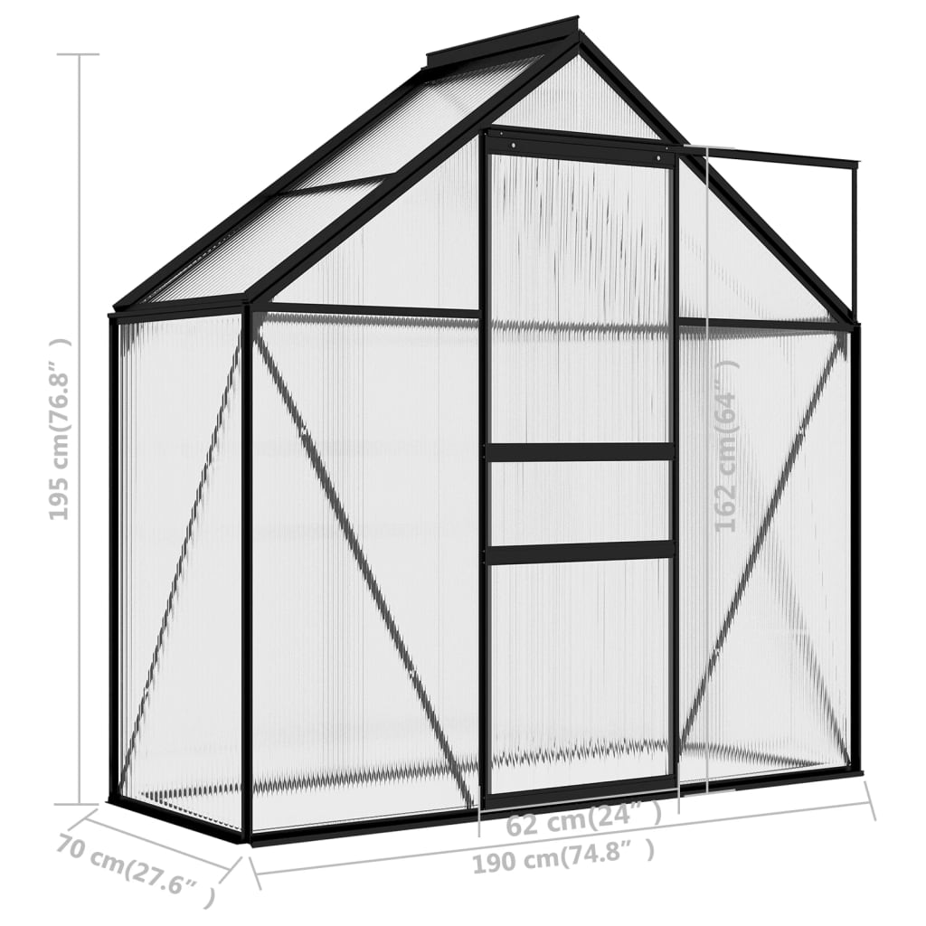 vidaXL Greenhouse Patio Grow House Outdoor Green House Anthracite Aluminum-2