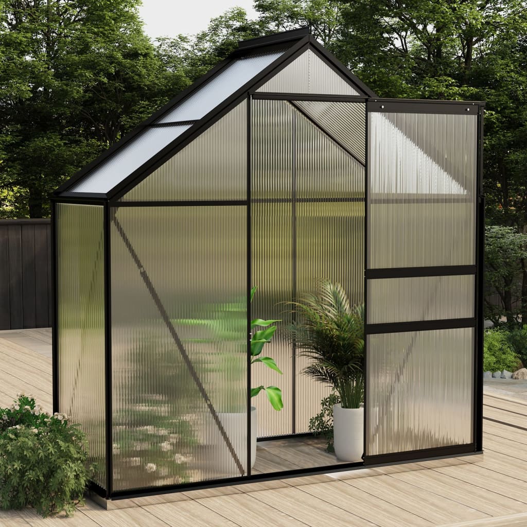 vidaXL Greenhouse Patio Outdoor Grow House with Base Frame Anthracite Aluminum-7