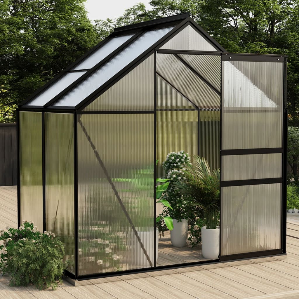 vidaXL Greenhouse Patio Outdoor Grow House with Base Frame Anthracite Aluminum-8