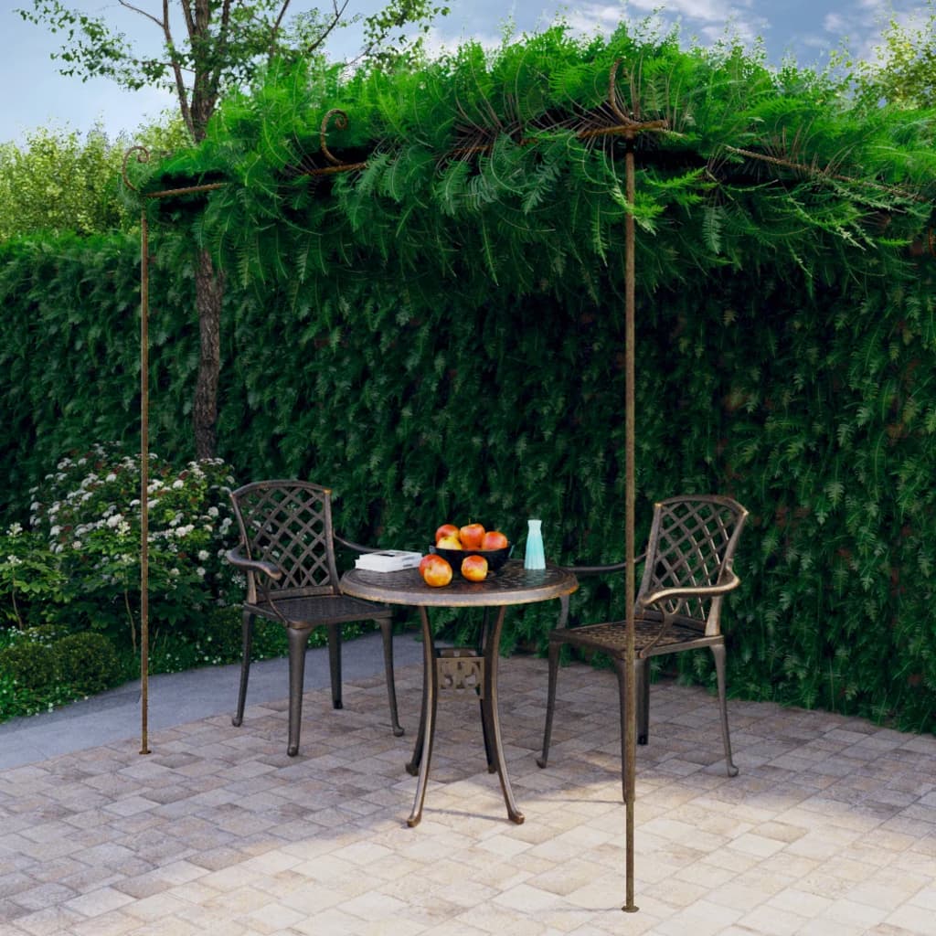 vidaXL Pergola Garden Arbor Patio Shelter Lean to Pergola Antique Brown Iron-5