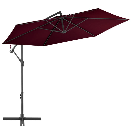 vidaXL Cantilever Umbrella with Aluminum Pole Bordeaux Red 118.1"-0