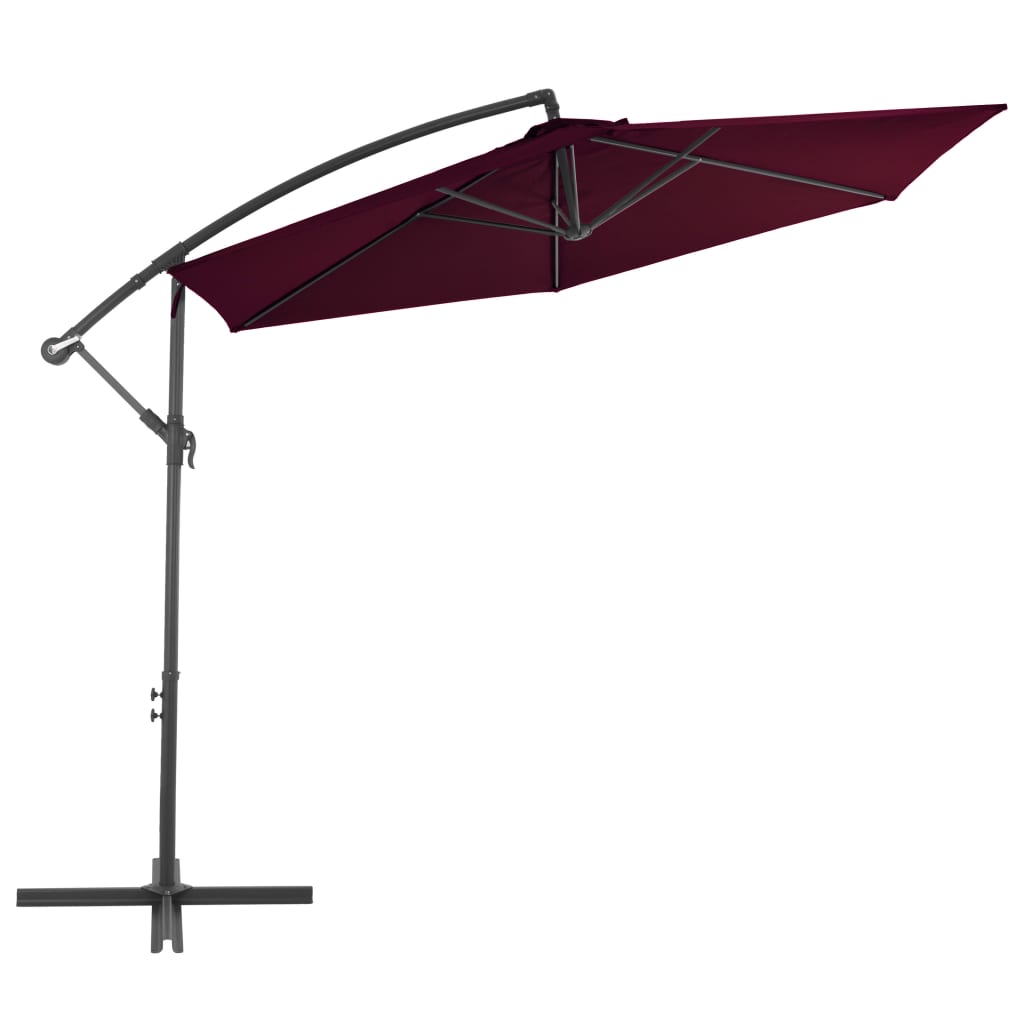 vidaXL Cantilever Umbrella with Aluminum Pole Bordeaux Red 118.1"-1