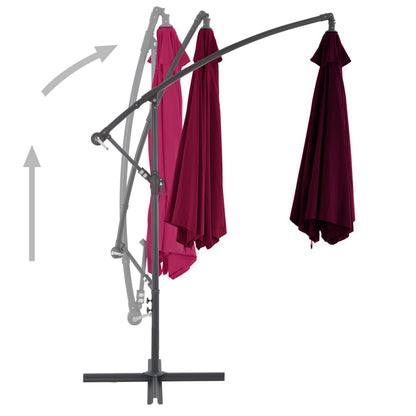 vidaXL Cantilever Umbrella with Aluminum Pole Bordeaux Red 118.1"-3