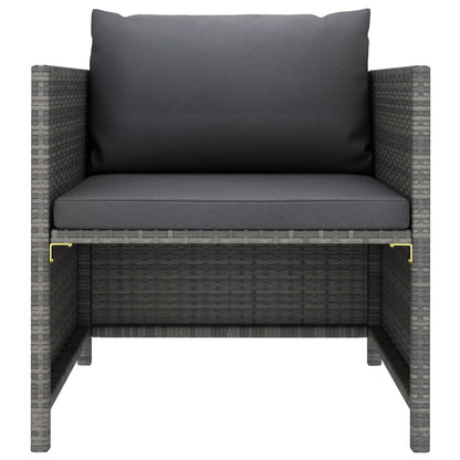 vidaXL Patio Sofa with Cushions Gray Poly Rattan-1