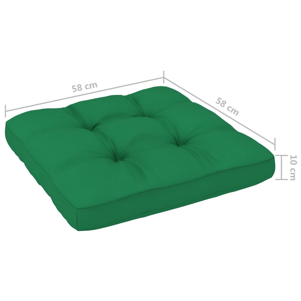 vidaXL Pallet Cushion Green 22.8"x22.8"x3.9" Fabric-4