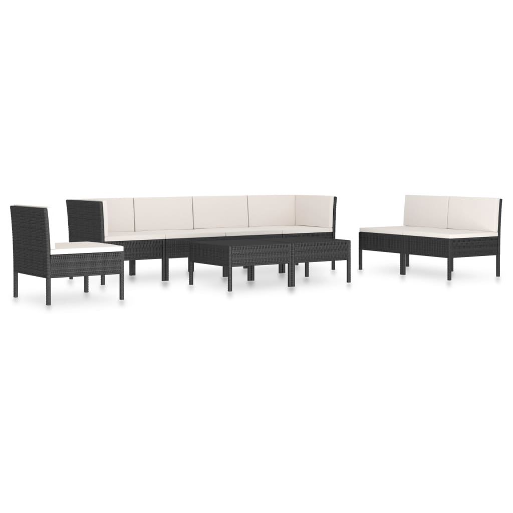 vidaXL 9 Piece Patio Lounge Set with Cushions Poly Rattan Black-1