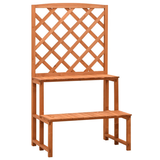 vidaXL Plant Rack Plant Stand with Trellis Flower Pot Stand Orange Solid Wood