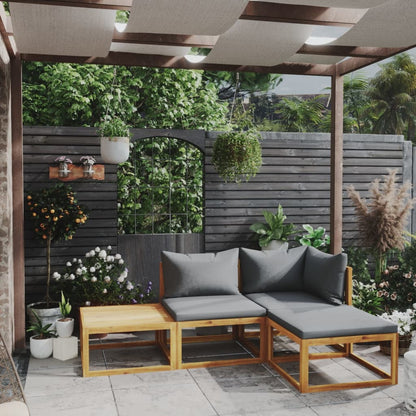 vidaXL 4 Piece Patio Lounge Set with Cushion Solid Acacia Wood-2