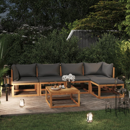 vidaXL 6 Piece Patio Lounge Set with Cushion Solid Acacia Wood-2