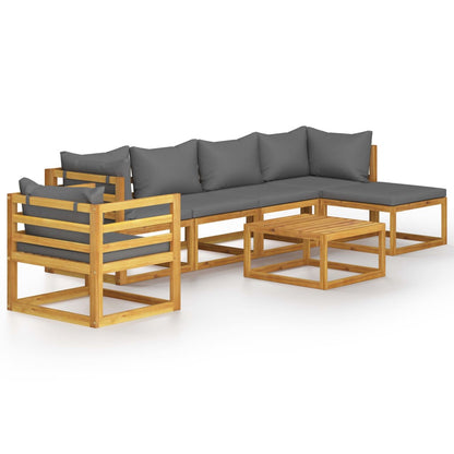 vidaXL 7 Piece Patio Lounge Set with Cushion Solid Acacia Wood-1