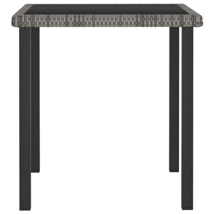 vidaXL Outdoor Dining Table Garden Porch Patio Table with Glass Top PE Rattan-1