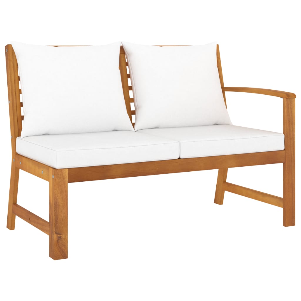 vidaXL 4 Piece Patio Lounge Set with Cushion Cream Solid Acacia Wood-4