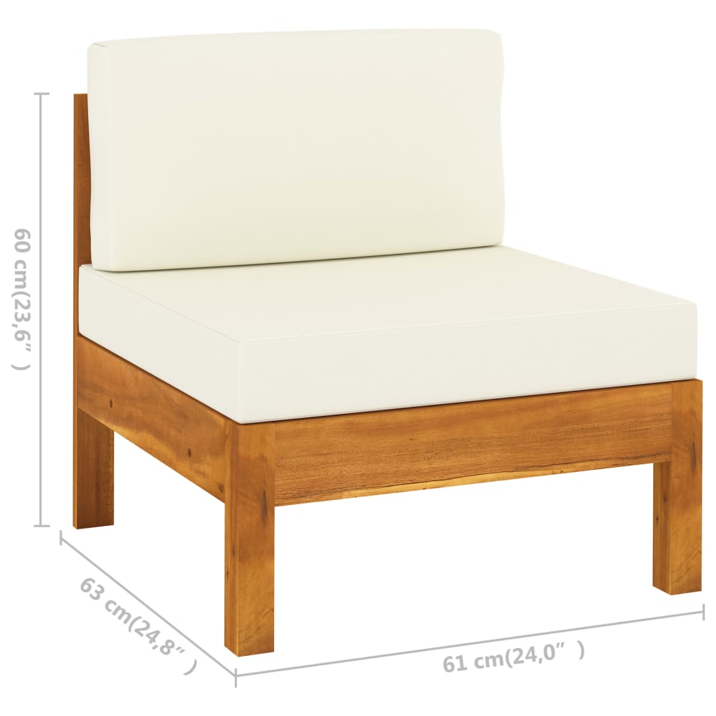 vidaXL 3-Seater Patio Sofa with Cream White Cushions Solid Acacia Wood-1