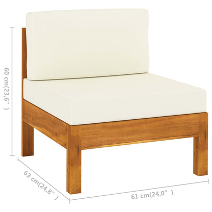 vidaXL 3-Seater Patio Sofa with Cream White Cushions Solid Acacia Wood-1