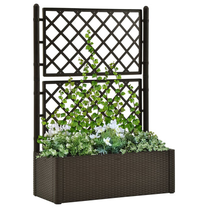 vidaXL Planter Trellis Raised Flower Bed Self Watering System Rattan Look-4