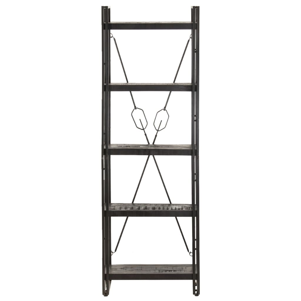 vidaXL 5-Tier Bookcase Black 23.6"x11.8"x70.9" Solid Mango Wood-0