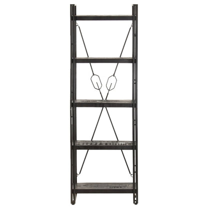 vidaXL 5-Tier Bookcase Black 23.6"x11.8"x70.9" Solid Mango Wood-0