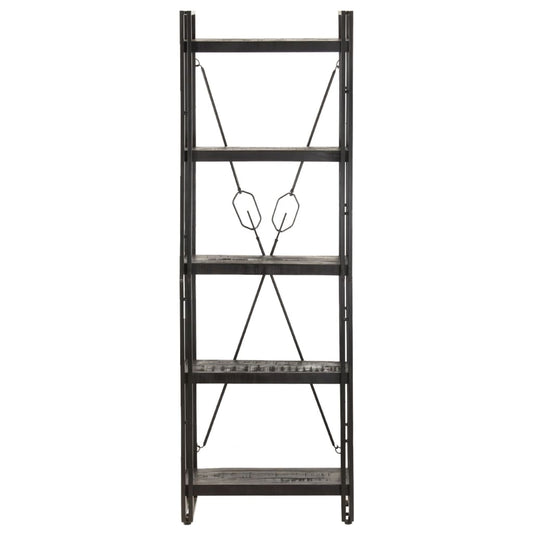 vidaXL 5-Tier Bookcase Black 23.6"x11.8"x70.9" Solid Mango Wood-0