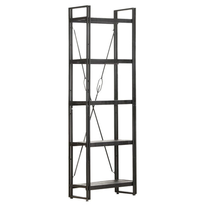 vidaXL 5-Tier Bookcase Black 23.6"x11.8"x70.9" Solid Mango Wood-4