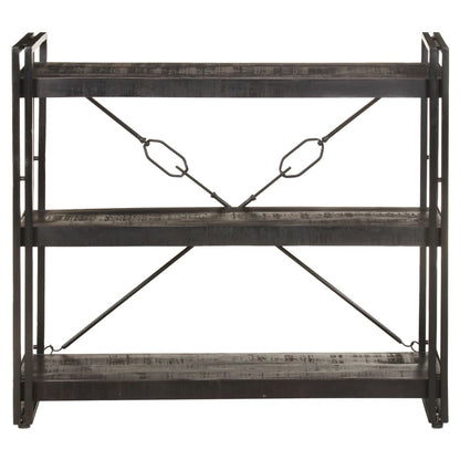 vidaXL 3-Tier Bookcase Black 35.4"x11.8"x31.5" Solid Mango Wood-0