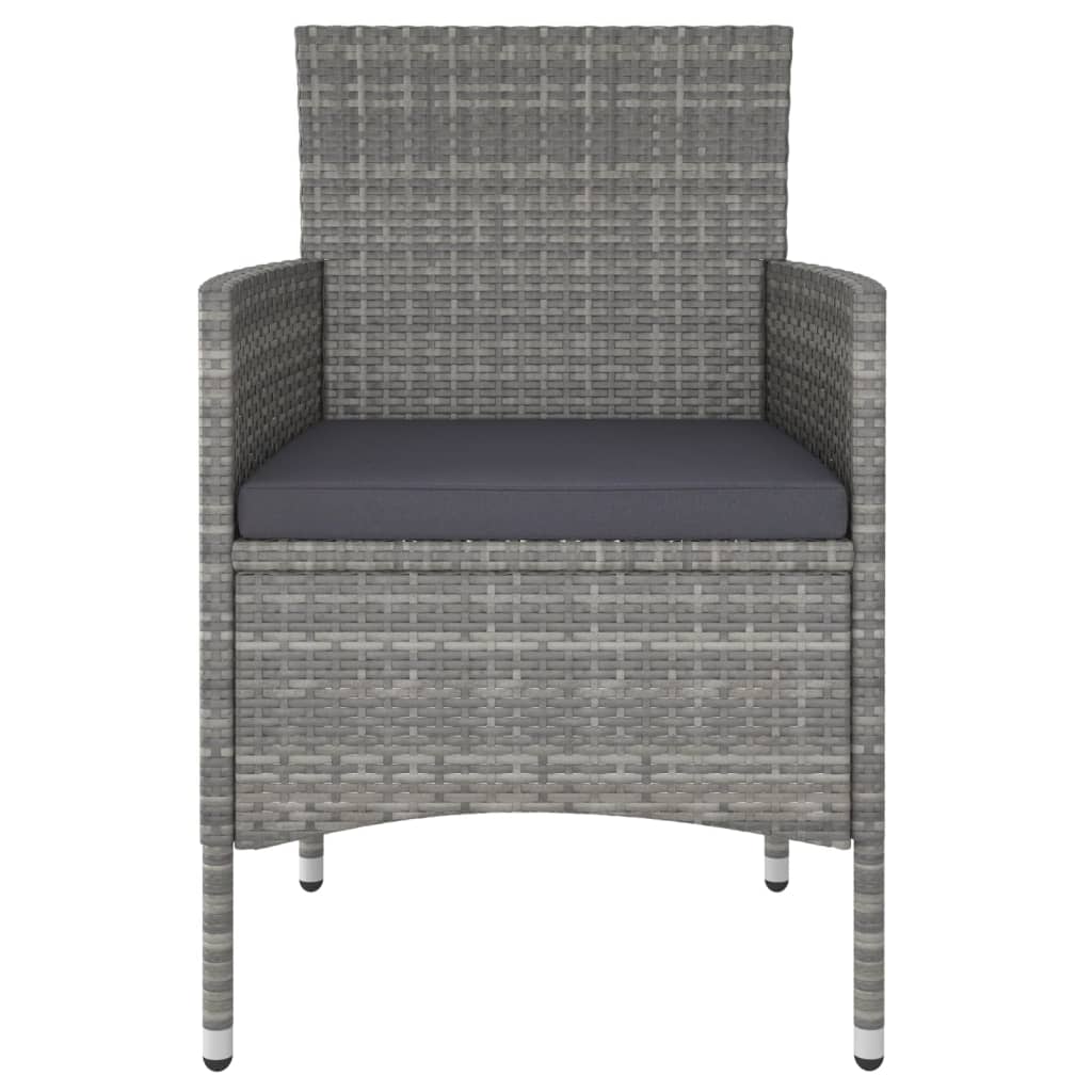 vidaXL 5 Piece Patio Bistro Set Poly Rattan and Tempered Glass Gray-3