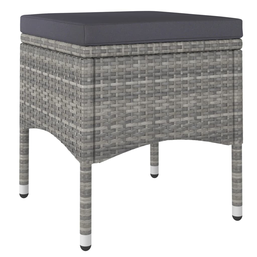 vidaXL 5 Piece Patio Bistro Set Poly Rattan and Tempered Glass Gray-4