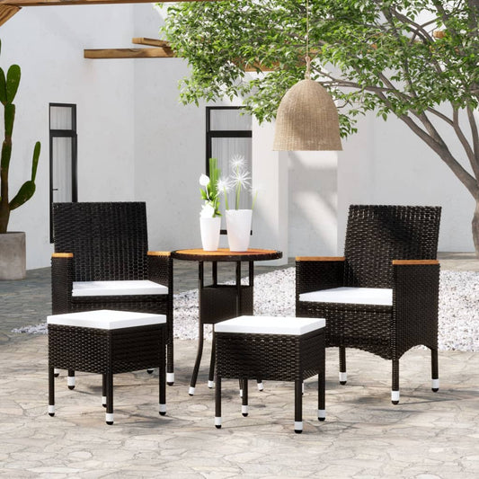 vidaXL 5 Piece Patio Lounge Set Poly Rattan Black-0