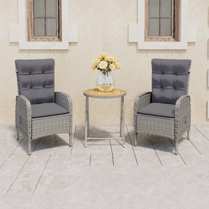 vidaXL Solid Acacia Wood Patio Bistro Set 3 Piece Seat Gray/Gray and Brown-6