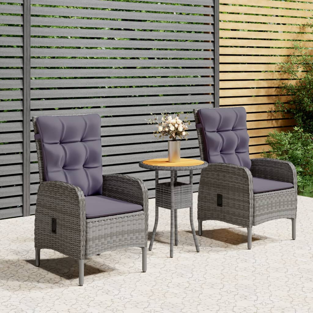 vidaXL Bistro Set 3 Piece Patio Furniture Set with Coffee Table for Backyard-7